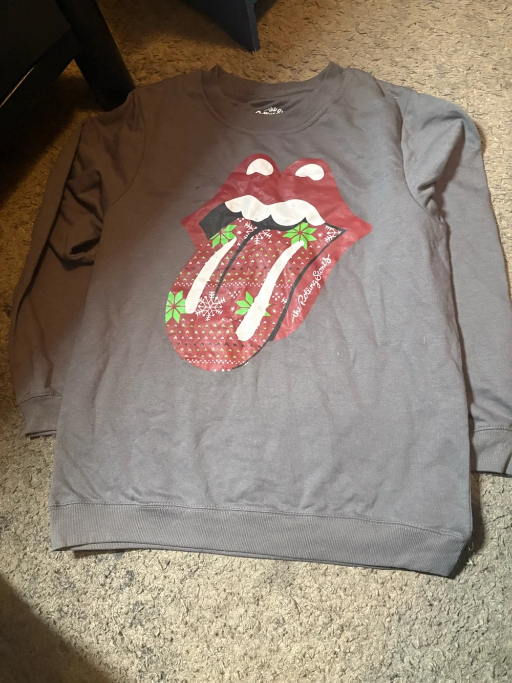 The Rolling Stones Kids Gray Sweatshirt with Festive Red Tongue Graphic
